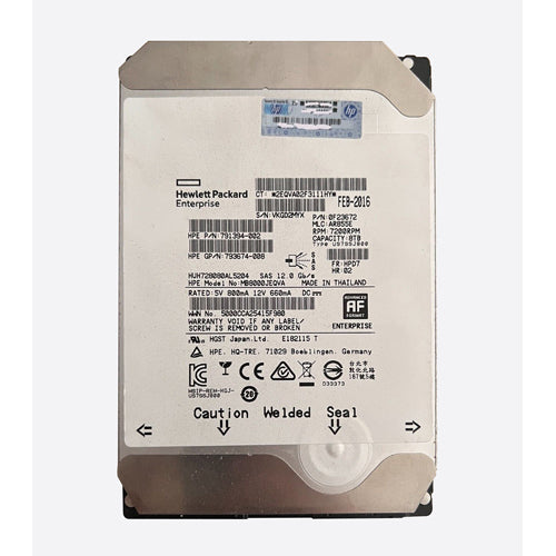 MB8000JEQVA HP 8TB 7200RPM SAS 12Gb/s Hot-Pluggable 512e 3.5-Inch Midline Hard Drive for G9 ProLiant Servers