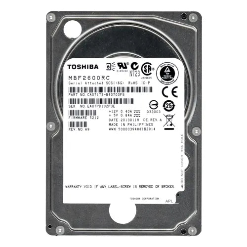 MBF2600RC Toshiba 600GB 10000RPM SAS 6Gb/s 16MB Cache 2.5-Inch Hard Drive
