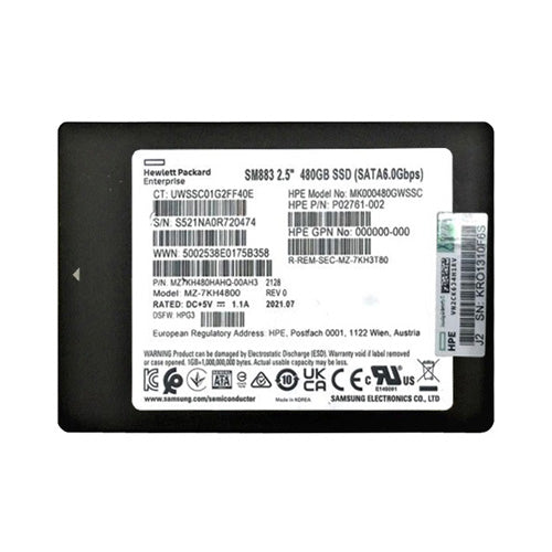 MK000480GWSSC HP 480GB SATA 6Gb/s Hot-Pluggable Read Intensive 2.5-Inch Enterprise Solid State Drive for ProLiant Server and Storage Array