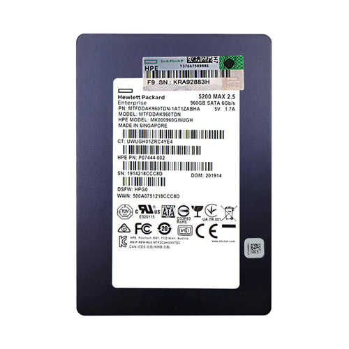 MK000960GWUGH HP 960GB SATA 6Gb/s Hot-Pluggable Mixed Use 2.5-Inch Enterprise Solid State Drive for ProLiant Server and Storage Array