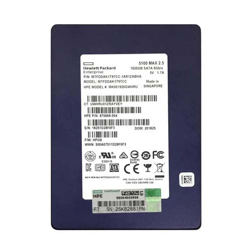 MK001920GWHRU HP 1.92TB Multi-Level Cell SATA 6Gb/s Hot Swappable Mixed Use SFF 2.5-Inch Solid State Drive with Smart Carrier