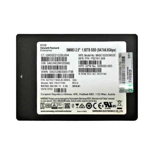 MK001920GWSSE HP 1.92TB SATA 6Gb/s Hot-Pluggable Mixed Use 2.5-Inch Enterprise Solid State Drive for ProLiant Server and Storage Array