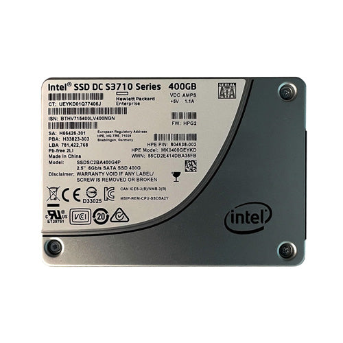 MK0400GEYKD HP 400GB Multi-Level Cell SATA 6Gb/s Write Intensive 2.5-Inch Solid State Drive with Hot Pluggable Smart Carrier for ProLiant BL460c Gen10