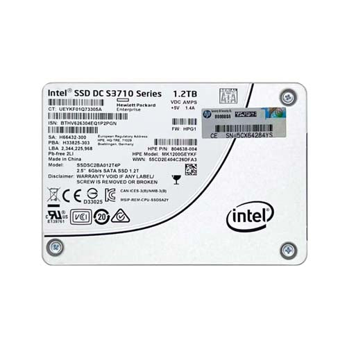 MK1200GEYKF HP 1.2TB MLC SATA 6Gb/s Hot Pluggable Write Intensive-2 LFF 3.5-Inch Solid State Drive with Smart Carrier for ProLiant ML110 G9