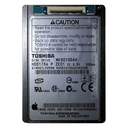 MK8010GAH Toshiba 80GB 4200RPM IDE Ultra ATA/100 (ATA-6) 2MB Cache 1.8-Inch Hard Drive