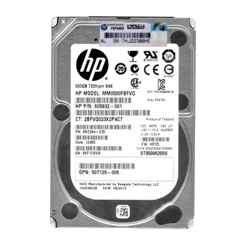 MM0500FBFVQ HP 500GB 7200RPM SAS 6Gb/s SFF Hot-Pluggable 2.5-inch Midline Hard Drive with Smart Carrier for Gen8 to Gen9 ProLiant Server