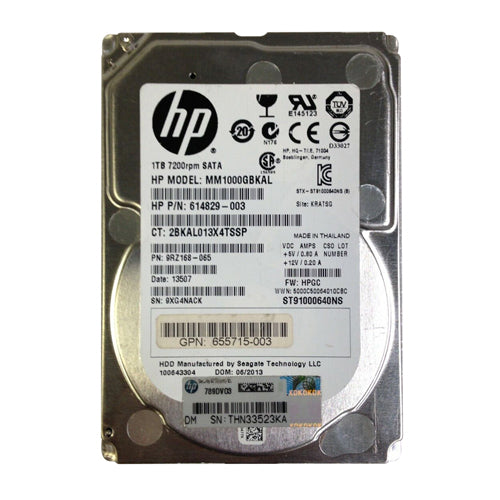MM1000GBKAL HP 1TB 7200RPM SATA 6Gb/s Hot-Swappable 2.5-inch Midline Hard Drive for ProLiant Servers