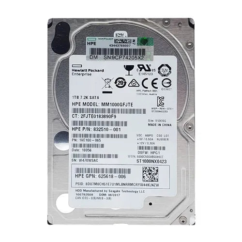 MM1000GFJTE HP 1TB 7200RPM SATA 6Gb/s Hot-Pluggable Midline Hard Drive with Tray for ProLiant Server & Storage Array