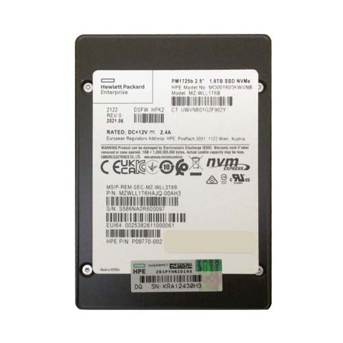 MO001600KWVNB HP 1.6TB PCI Express NVMe 3.0 Mixed Use 2.5-inch Solid State Drive