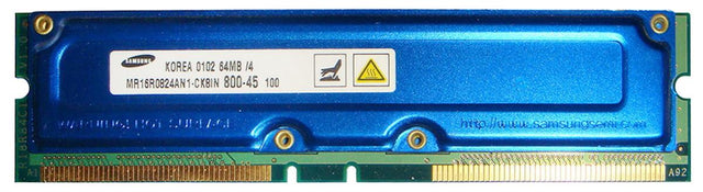 MR16R0824AN1-CK8IN Samsung Rambus 64MB PC800 800MHz non-ECC 45ns 184-Pin RDRAM RIMM Memory Module