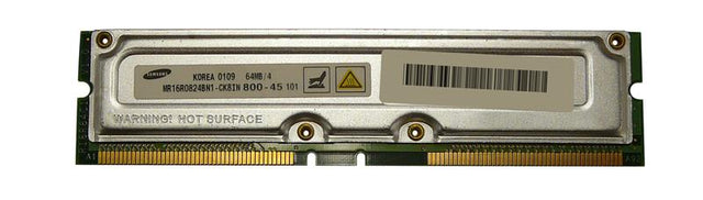 MR16R0824BN1-CK8IN Samsung Rambus 64MB PC800 800MHz non-ECC 45ns 184-Pin RDRAM RIMM Memory Module