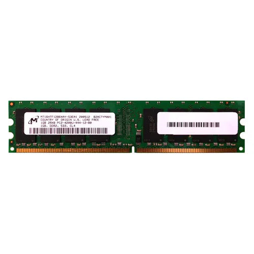 MT16HTF12864AY-53EA1 Micron 1GB DDR2-533MHz PC2-4200 Non-ECC Unbuffered UDIMM CL4 2Rx8 1.8V 240-Pin Memory Module