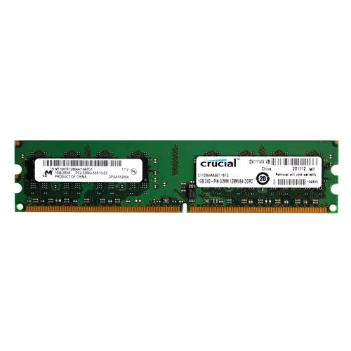 MT16HTF12864AY-667G1 Micron 1GB DDR2-667MHz PC2-5300 Non-ECC Unbuffered UDIMM CL5 2Rx8 1.8V 240-Pin Memory Module
