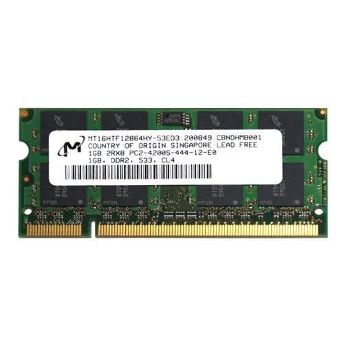 MT16HTF12864HY-53ED3 Micron 1GB DDR2-533MHz PC2-4200 Non-ECC Unbuffered SODIMM CL4 2Rx8 1.8V 200-Pin Memory Module