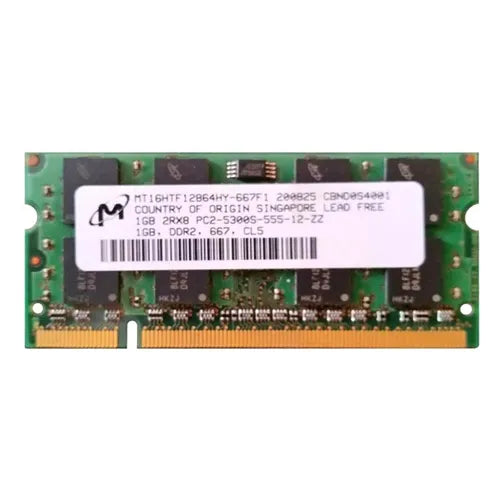 MT16HTF12864HY-667F1 Micron 1GB DDR2-667MHz PC2-5300 Non-ECC Unbuffered SODIMM CL5 2Rx8 1.8V 200-Pin Memory Module