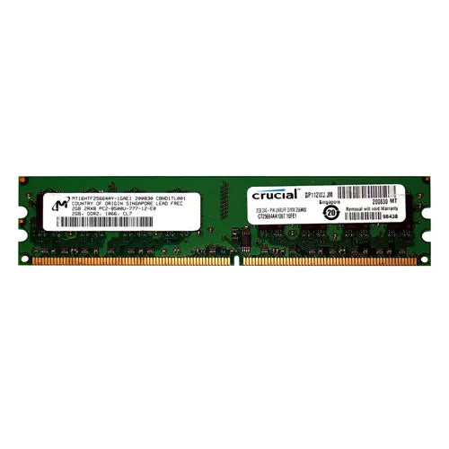 MT16HTF25664AY-1GAE1 Micron 2GB DDR2-1066MHz PC2-8500 Non-ECC Unbuffered UDIMM CL7 2Rx8 1.8V 240-Pin Memory Module