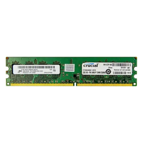 MT16HTF25664AZ-667H1 Micron 2GB DDR2-667MHz PC2-5300 Non-ECC Unbuffered UDIMM CL5 2Rx8 1.8V 240-Pin Memory Module