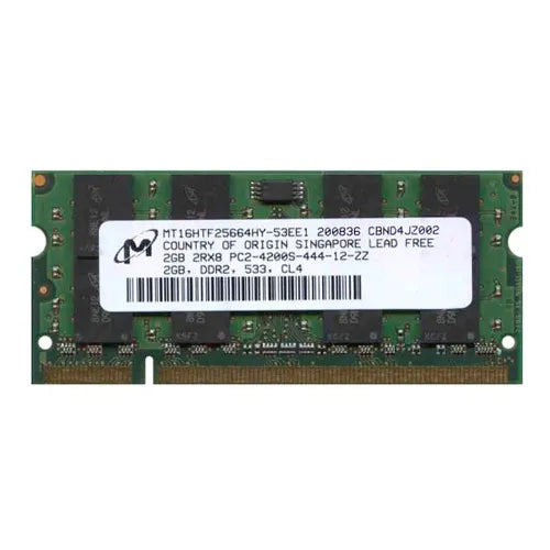 MT16HTF25664HY-53EE1 Micron 2GB DDR2-533MHz PC2-4200 Non-ECC Unbuffered SODIMM CL4 2Rx8 1.8V 200-Pin Memory Module