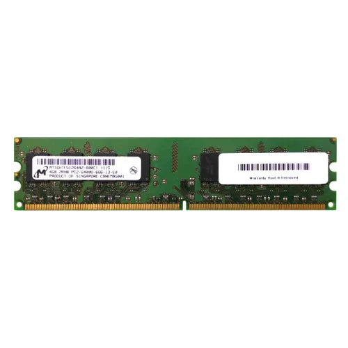 MT16HTF51264AZ-800C1 Micron 4GB DDR2-800MHz PC2-6400 Non-ECC Unbuffered UDIMM CL6 2Rx8 1.8V 240-Pin Memory Module