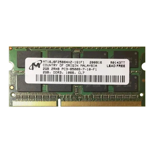 MT16JSF25664HY-1G1F1 Micron 2GB DDR3-1066MHz PC3-8500 Non-ECC Unbuffered SODIMM CL7 2Rx8 1.5V 204-Pin Memory Module