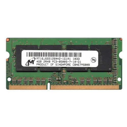 MT16JSS51264HZ-1G1A1 Micron 4GB DDR3-1066MHz PC3-8500 Non-ECC Unbuffered SODIMM CL7 2Rx8 1.5V 204-Pin Memory Module