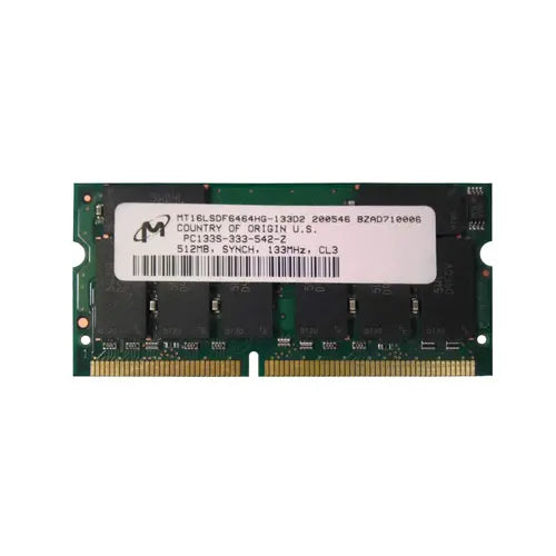 MT16LSDF6464HY-13ED2 - Micron 512MB 133MHz PC133 non-ECC Unbuffered CL2 144-pin SoDimm Memory Module