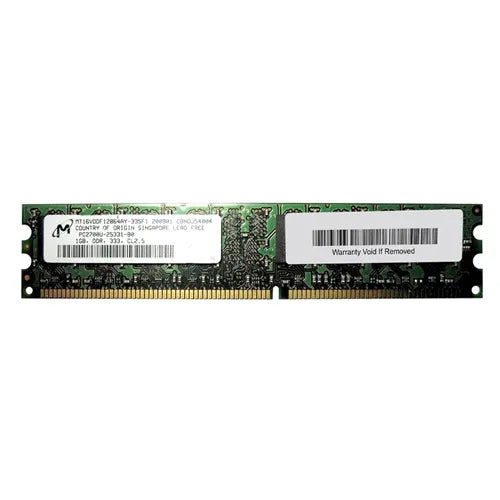 MT16VDDF12864AY-335F1 Micron 1GB DDR-333MHz PC2700 Non-ECC Unbuffered UDIMM CL2.5 2Rx8 2.5V 184-Pin Memory Module