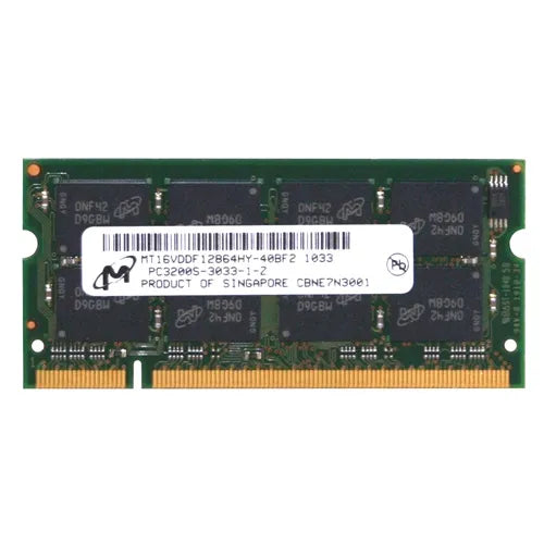 MT16VDDF12864HY-40BF2 Micron 1GB DDR-400MHz PC3200 Non-ECC Unbuffered SODIMM CL3 2Rx8 2.5V 200-Pin Memory Module