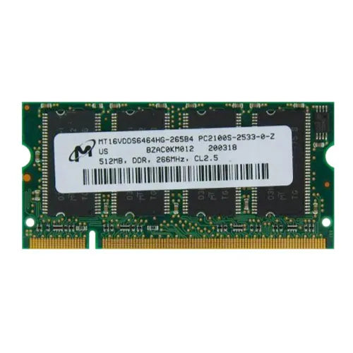 MT16VDDS6464HG-265B4 Micron 512MB DDR-266MHz PC2100 Non-ECC Unbuffered SODIMM CL2.5 2Rx8 2.5V 200-Pin Memory Module
