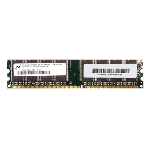 MT16VDDT12864AG-335DB Micron 1GB DDR-333MHz PC2700 Non-ECC Unbuffered UDIMM CL2.5 2Rx8 2.5V 184-Pin Memory Module