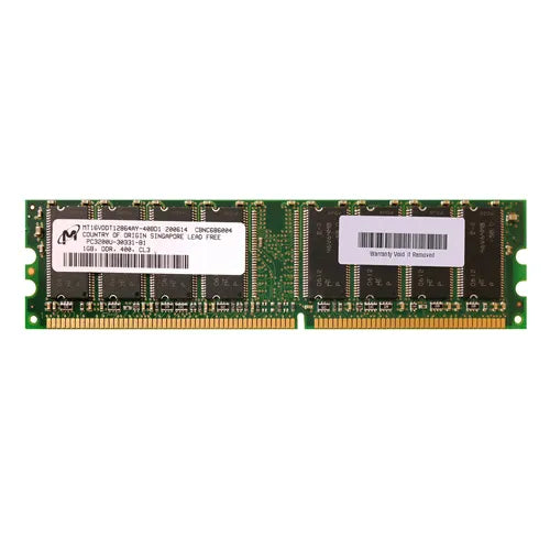 MT16VDDT12864AY-40BD1 Micron 1GB DDR-400MHz PC3200 Non-ECC Unbuffered UDIMM CL3 2Rx8 2.5V 184-Pin Memory Module
