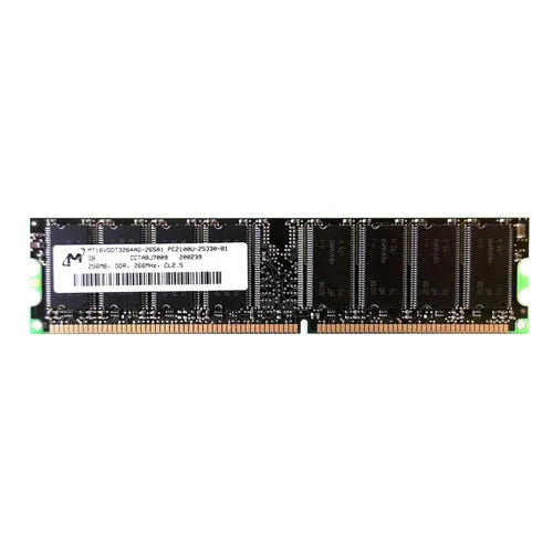 MT16VDDT3264AG-265A1 Micron 256MB DDR-266MHz PC2100 Non-ECC Unbuffered UDIMM CL2.5 2Rx8 2.5V 184-Pin Memory Module