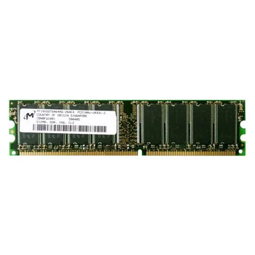 MT16VDDT6464AG-26AC4 Micron 512MB DDR-266MHz PC2100 Non-ECC Unbuffered UDIMM CL2.5 2Rx8 2.5V 184-Pin Memory Module