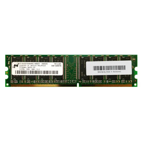 MT16VDDT6464AG-40BG4 Micron 512MB DDR-400MHz PC3200 Non-ECC Unbuffered UDIMM CL3 2Rx8 2.5V 184-Pin Memory Module