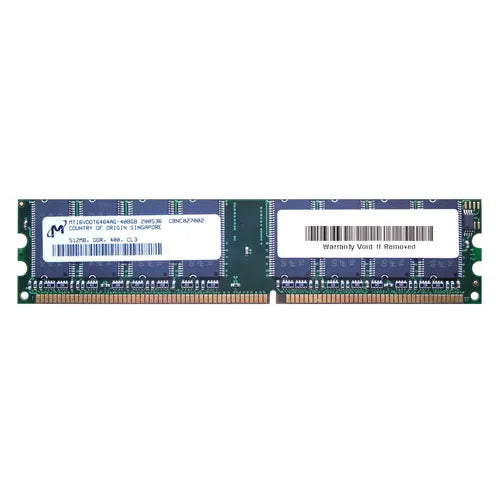 MT16VDDT6464AG-40BGB Micron 512MB DDR-400MHz PC3200 Non-ECC Unbuffered UDIMM CL3 2Rx8 2.5V 184-Pin Memory Module