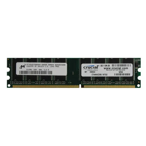 MT16VDDT6464AY-265GB Micron 512MB DDR-266MHz PC2100 Non-ECC Unbuffered UDIMM CL2.5 2Rx8 2.5V 184-Pin Memory Module