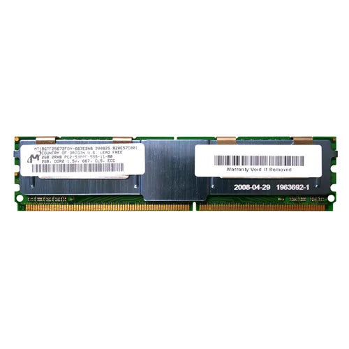 MT18GTF25672FDY-667E2N8 Micron 2GB DDR2-667MHz PC2-5300 ECC Fully Buffered FB-DIMM CL5 2Rx8 1.8V 240-Pin Memory Module