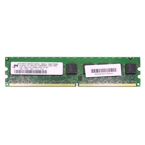 MT18HTF12872AY-667D4 Micron 1GB DDR2-667MHz PC2-5300 ECC Unbuffered UDIMM CL5 2Rx8 1.8V 240-Pin Memory Module