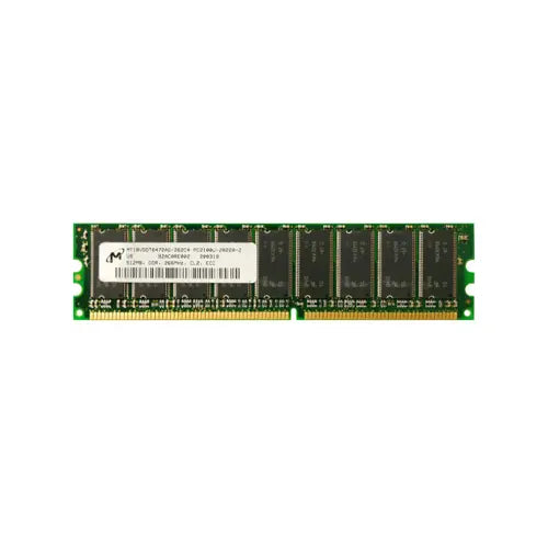 MT18VDDT6472AG-262C4 - Micron 512MB DDR-266MHz PC2100 ECC Unbuffered CL2.5 184-Pin DIMM Memory Module