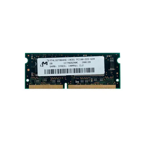 MT4LSDT864HG-10EB1 - Micron 64MB 100MHz PC100 non-ECC Unbuffered CL2 144-Pin SDRAM SoDimm Memory Module