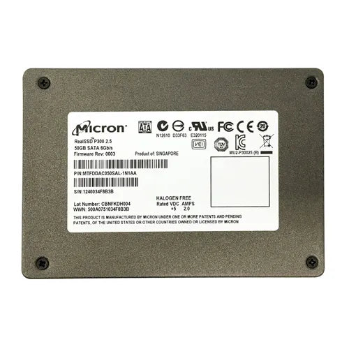 MTFDDAC050SAL-1N1AA Micron RealSSD P300 50GB Single-Level Cell SATA 6Gb/s NAND Flash 2.5-Inch Solid State Drive