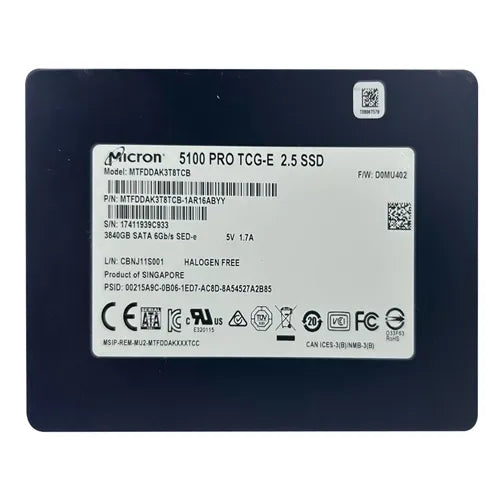 MTFDDAK3T8TCB Micron 3.84TB SATA 6Gb/s 2.5-inch Solid State Drive