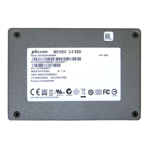 MTFDDAK480MBP-1AN1ZABYY Micron RealSSD M510DC 480GB Multi-Level Cell SATA 6Gb/s 2.5-Inch Solid State Drive