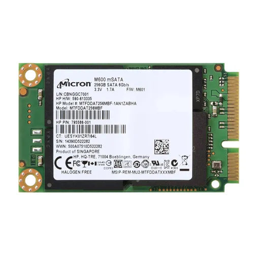 MTFDDAT256MBF Micron RealSSD M600 256GB Multi-Level Cell SATA 6Gb/s NAND Flash (SED) mSATA Solid State Drive