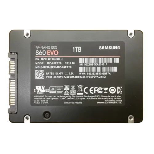 MZ-76E1T0 Samsung 860 EVO Series 1TB Multi-Level-Cell SATA 6Gb/s 2.5-Inch Solid State Drive