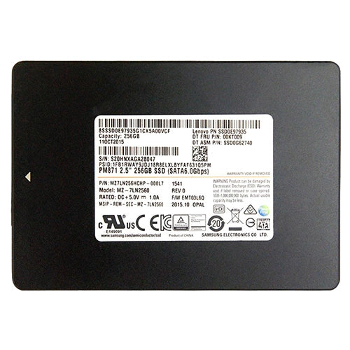MZ-7LN2560 Samsung PM871 Series 256GB Triple-Level Cell SATA 6Gb/s Mainstream Endurance 2.5-Inch Solid State Drive