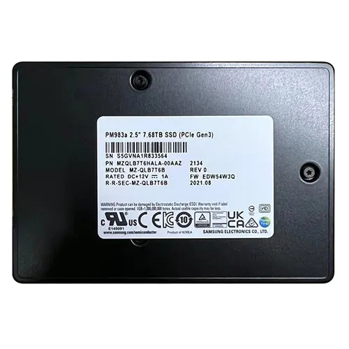 MZ-QLB7T6B0 Samsung PM983a 7.68TB PCIe NVMe 3.0 U.2 2.5 inch Solid State Drive