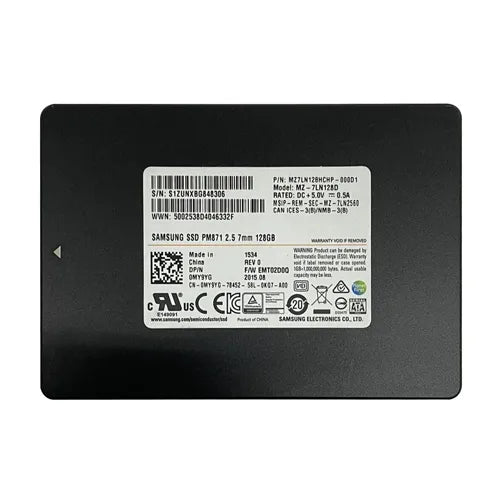 MZ7LN128HCHP-000D1 Samsung PM 871 Series 128GB Triple-Level Cell SATA 6Gb/s Mainstream Endurance 2.5-Inch Solid State Drive