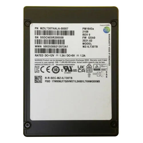 MZILT30THALA-00007 Samsung PM1643a Series 30.72TB SAS 12Gb/s 2.5-Inch Enterprise Solid State Drive