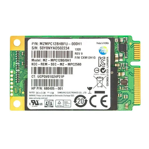 MZMPC128HBFU-000H1 Samsung PM830 Series 128GB Multi-Level Cell SATA 6Gb/s mSATA Solid State Drive
